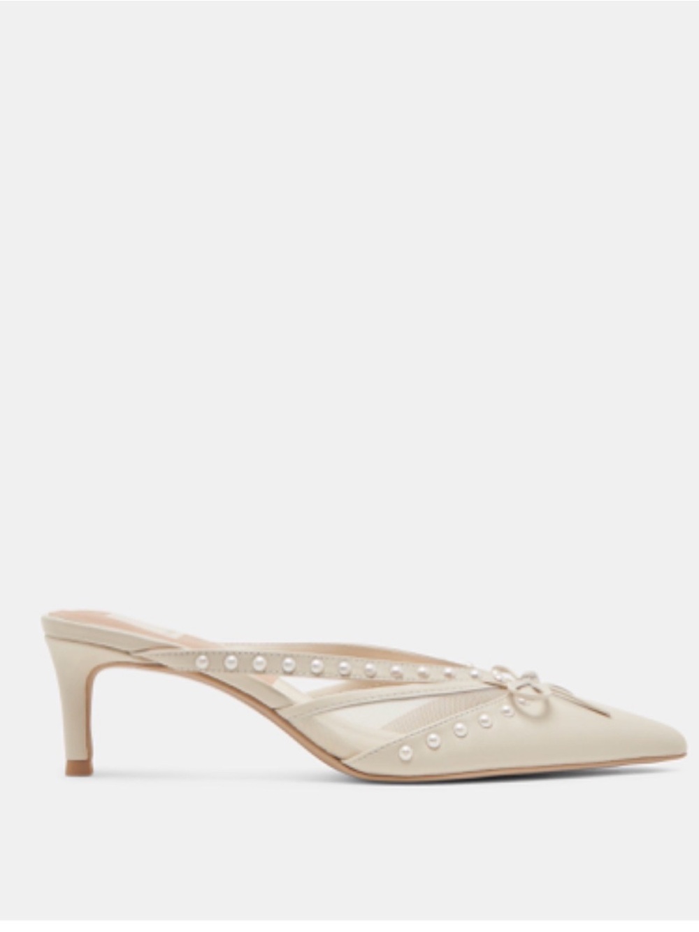 Dolce Vita Cream Pearl-Embellished Pointed-Toe Mules